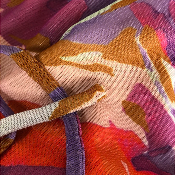 Nicholas Mabel Skirt Ruched Drawstring Slit Hem Midi Abstract Floral Size 14 - Picture 14 of 16